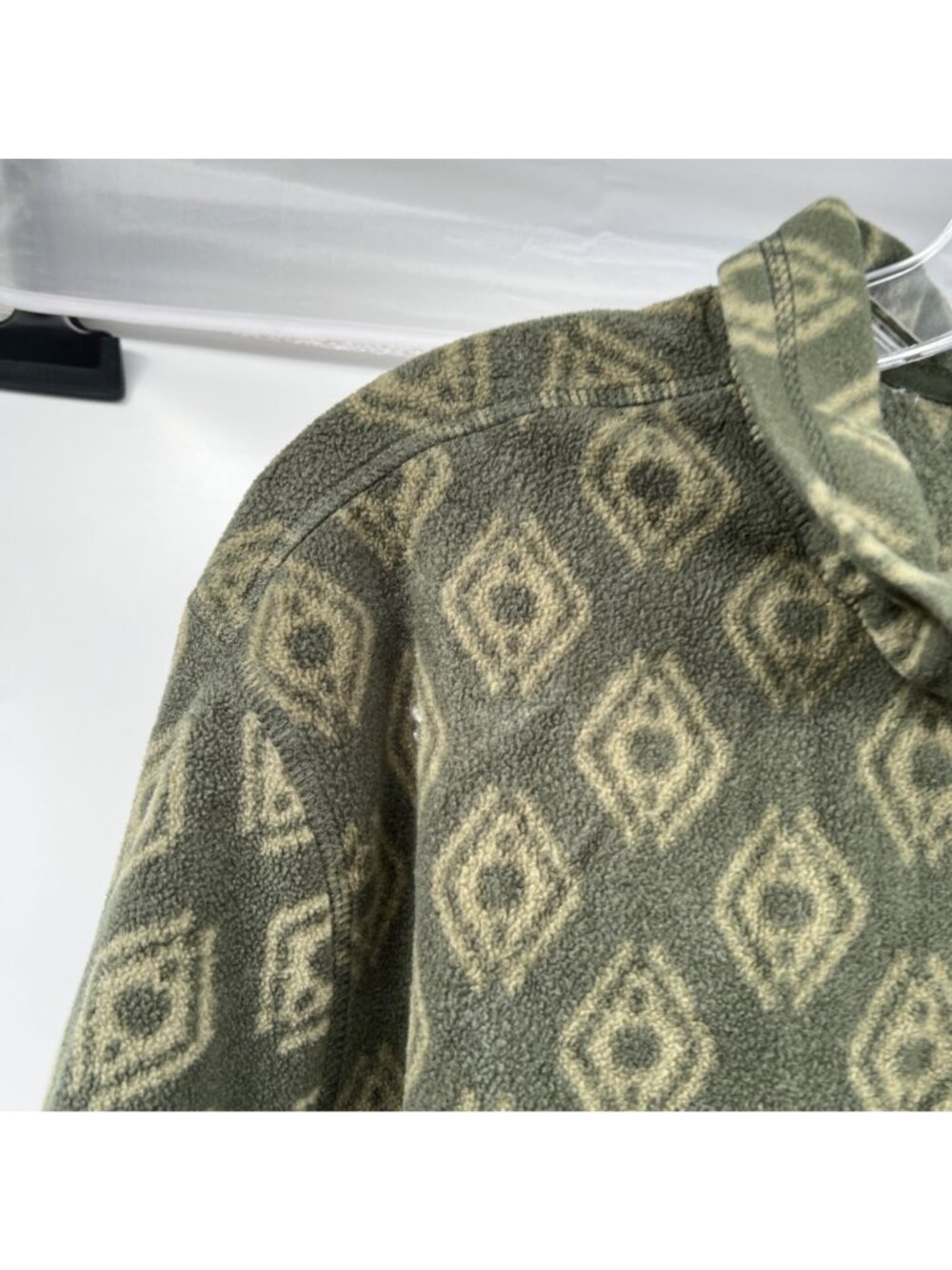 Eddie Bauer Mens Fleece Quarter Zip Pullover Green Print Size XXL - Picture 5 of 9